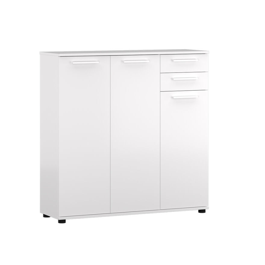 Trendline 3 Kapaklı 2 Çekmeceli Çok Amaçlı Dolap - Mat Beyaz 108x108x35 cm (GxYxD) - 7