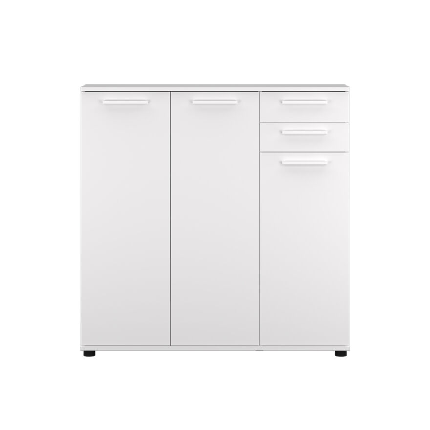 Trendline 3 Kapaklı 2 Çekmeceli Çok Amaçlı Dolap - Mat Beyaz 108x108x35 cm (GxYxD) - 9