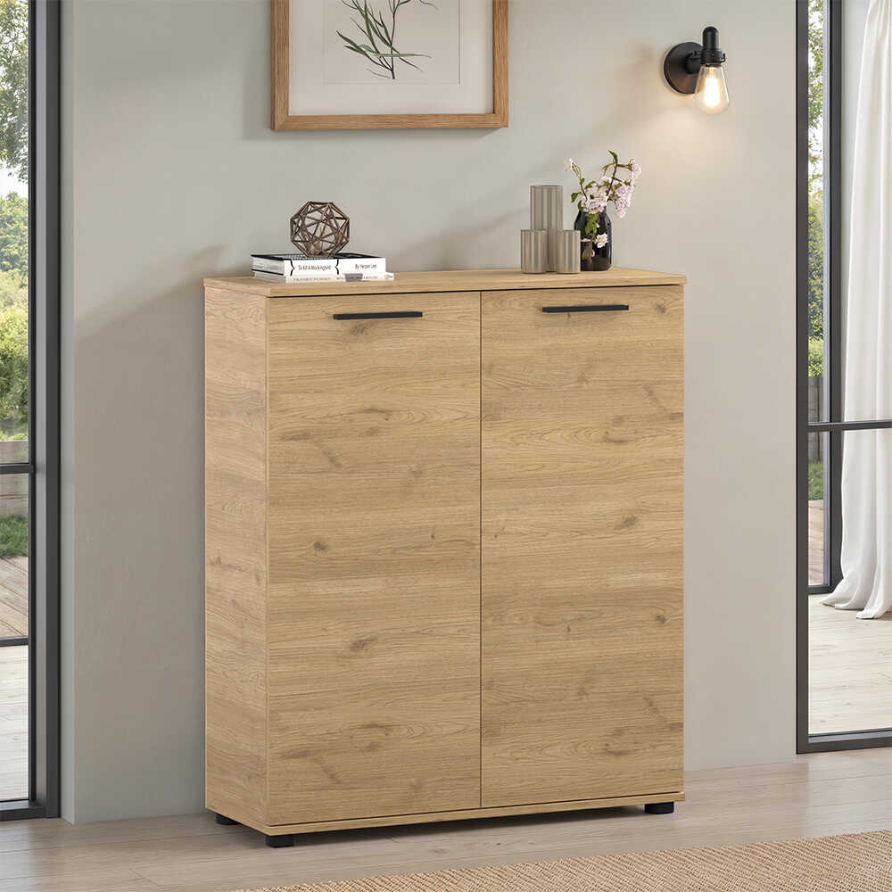 Trendline Çok Amaçlı İki Kapaklı 5 Raflı Dolap - Florida Meşe 91x108x35 cm