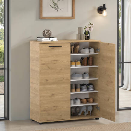 Trendline Çok Amaçlı İki Kapaklı 5 Raflı Dolap - Florida Meşe 91x108x35 cm - Adore Mobilya (1)