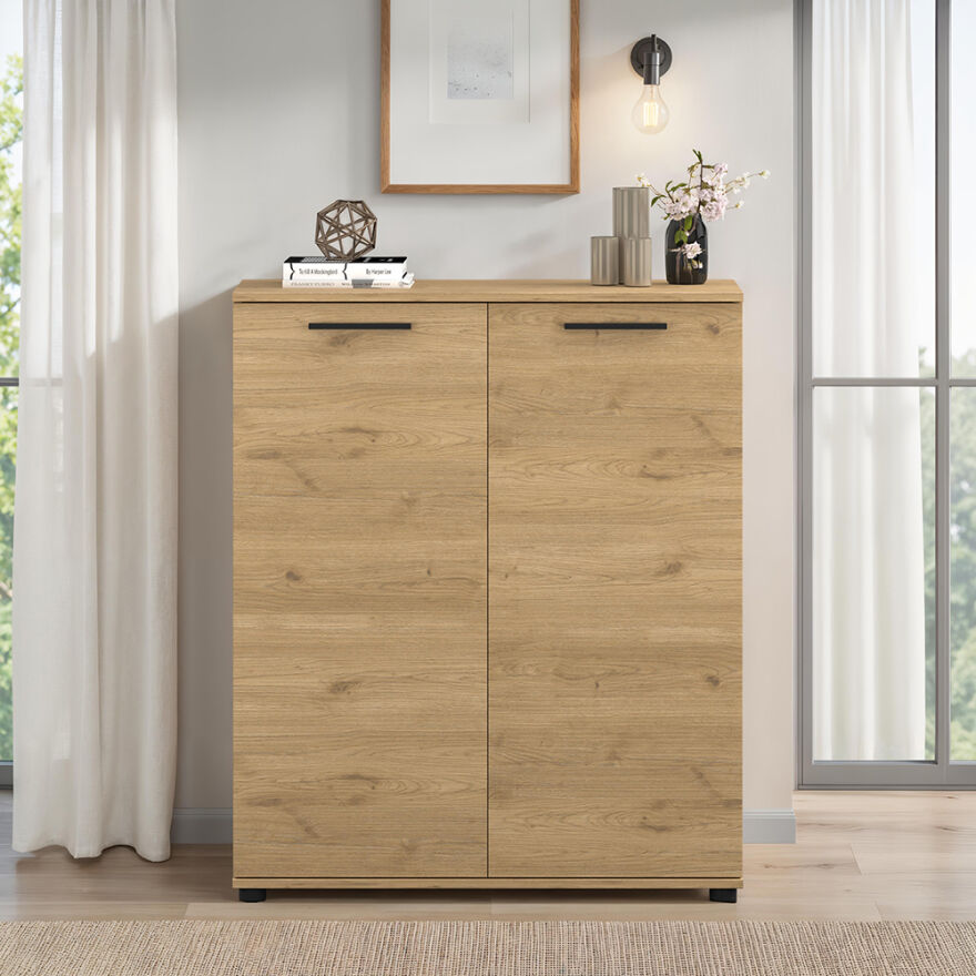 Trendline Çok Amaçlı İki Kapaklı 5 Raflı Dolap - Florida Meşe 91x108x35 cm - 3