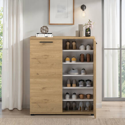 Trendline Çok Amaçlı İki Kapaklı 5 Raflı Dolap - Florida Meşe 91x108x35 cm - 4