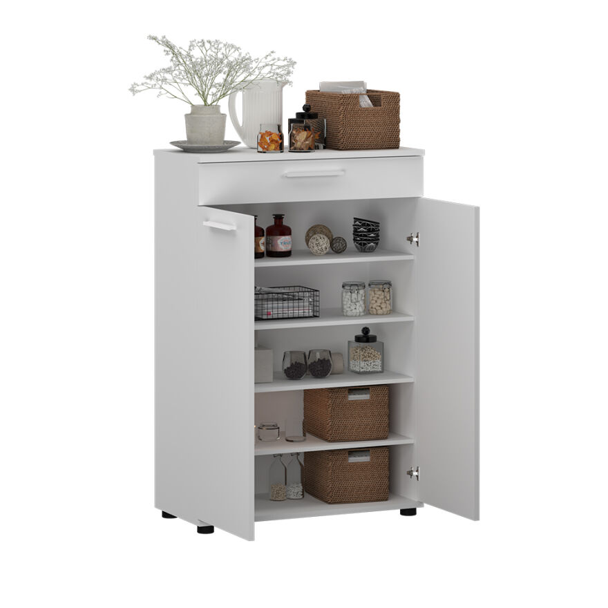 Trendline Kapaklı Çekmeceli Çok Amaçlı Dolap - Mat Beyaz 73x108x35 cm (GxYxD) - 3