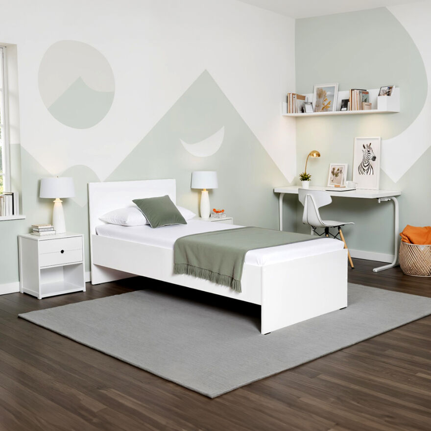 Trendline Tek Kişilik Karyola-Mat Beyaz 96x89x195 cm (GxYxD) - 1