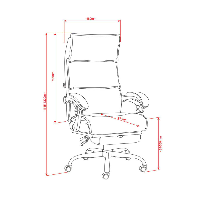 Ultra Comfort Çalışma Koltuğu - Koyu Gri 64,5x112-120x65 cm - 12