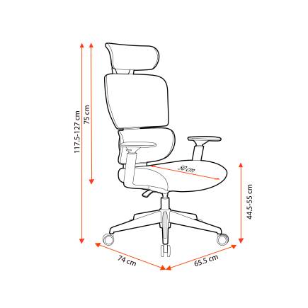 Unique-S Yönetici ve Çalışma Koltuğu-Gri-Krem 74x117.5-127x65.5 cm - 5