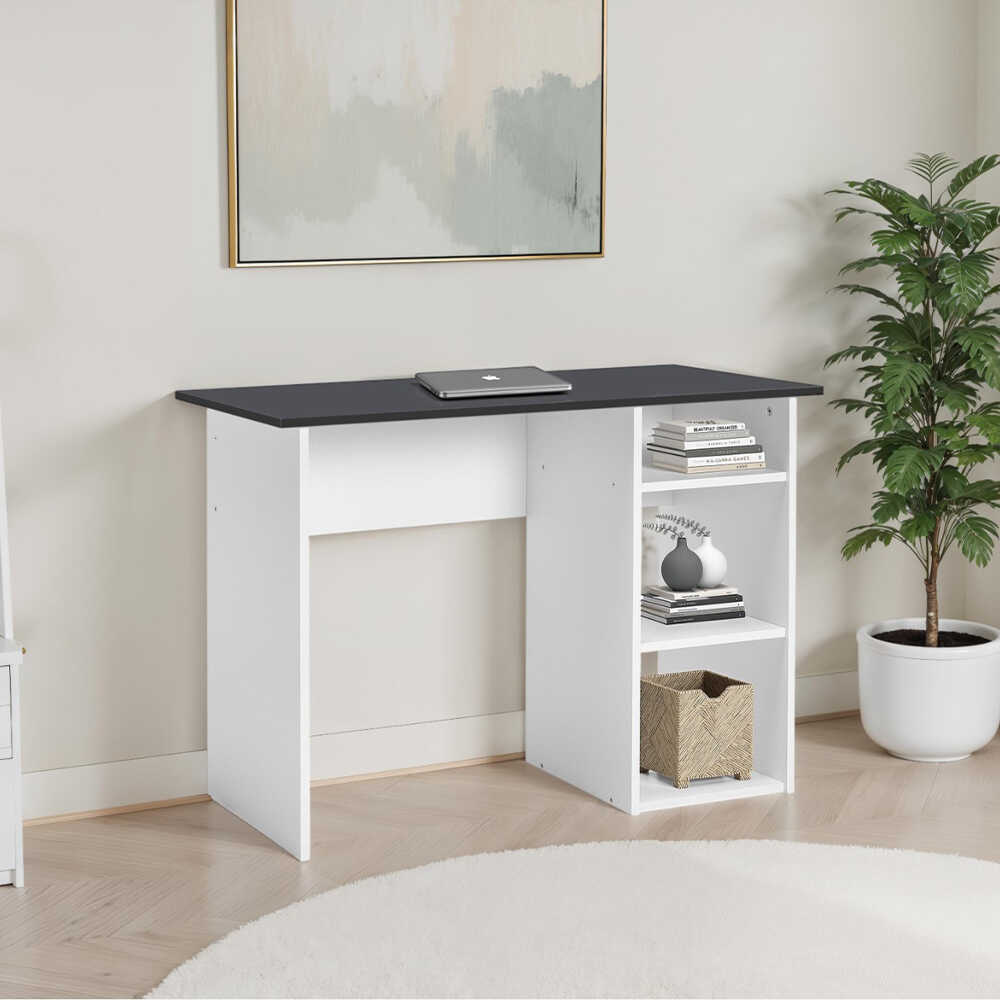 Vera 3 Raflı Çalışma Masası-Beyaz-Antrasit 101x75x45 cm (GxYxD)