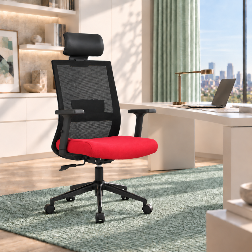 Vera Flex Multi Fonksiyon Çalışma Koltuğu - Siyah/Kırmızı 63x117-127x67 cm - 4