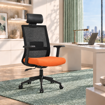 Vera Flex Multi Fonksiyon Çalışma Koltuğu - Siyah/Turuncu 63x117-127x67 cm - 4