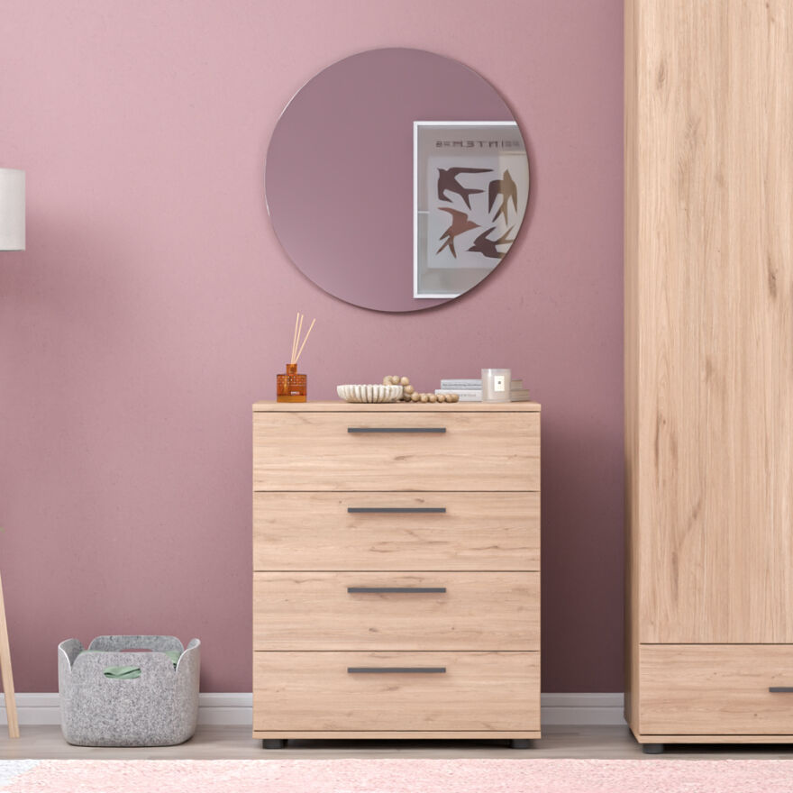 Trendline Genç Odası Dört Çekmeceli Şifonyer Florida Meşe 65x78x41 cm - 1