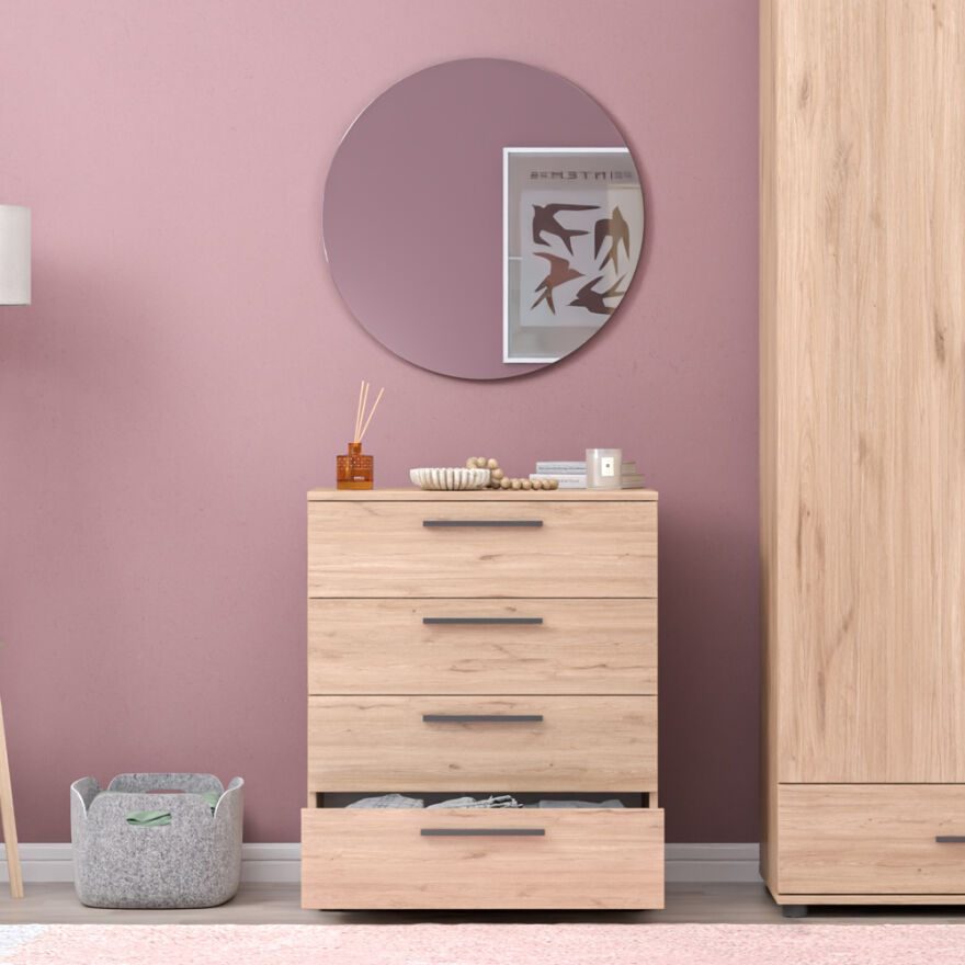 Trendline Genç Odası Dört Çekmeceli Şifonyer Florida Meşe 65x78x41 cm - 7