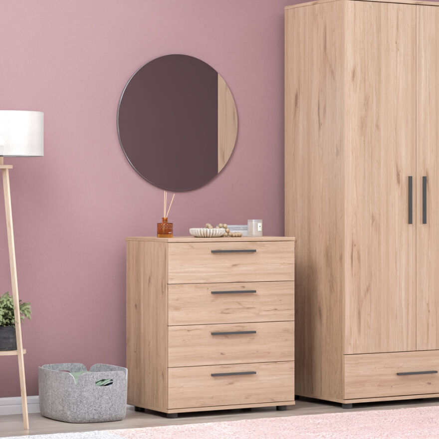 Trendline Genç Odası Dört Çekmeceli Şifonyer Florida Meşe 65x78x41 cm - 6