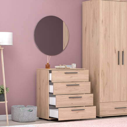 Trendline Genç Odası Dört Çekmeceli Şifonyer Florida Meşe 65x78x41 cm - 8