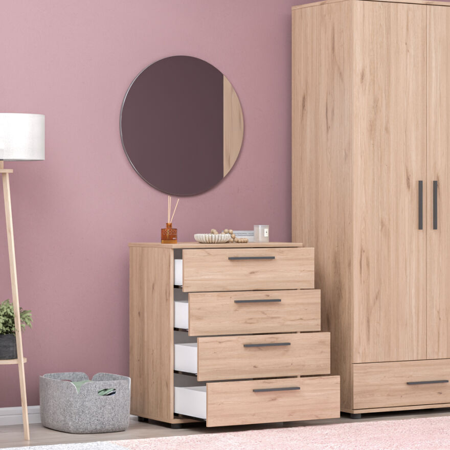 Trendline Genç Odası Dört Çekmeceli Şifonyer Florida Meşe 65x78x41 cm - 8