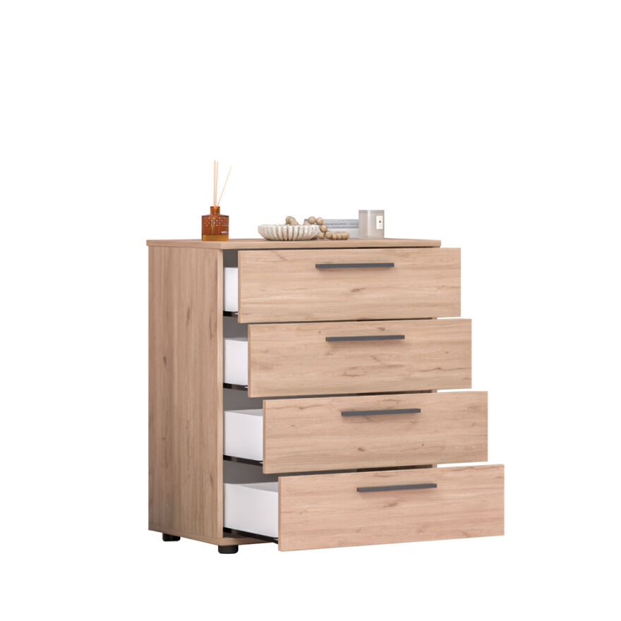 Trendline Genç Odası Dört Çekmeceli Şifonyer Florida Meşe 65x78x41 cm - 5