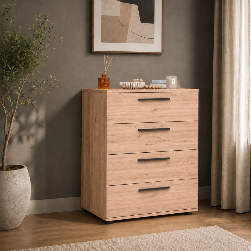 Trendline Genç Odası Dört Çekmeceli Şifonyer Florida Meşe 65x78x41 cm - 1
