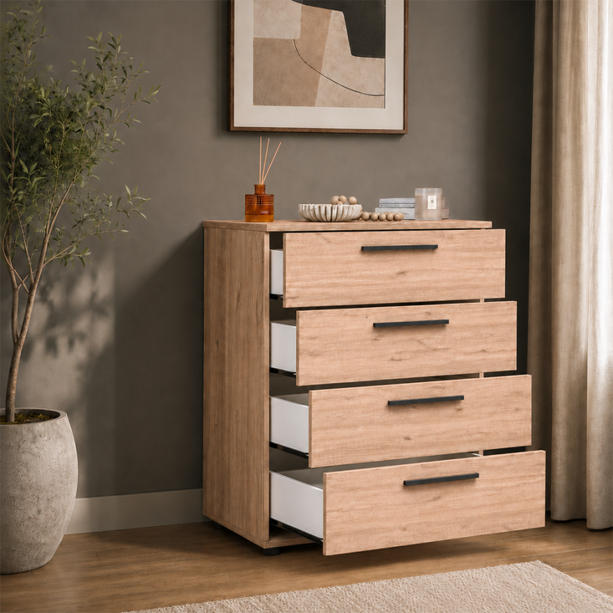 Trendline Genç Odası Dört Çekmeceli Şifonyer Florida Meşe 65x78x41 cm - 2
