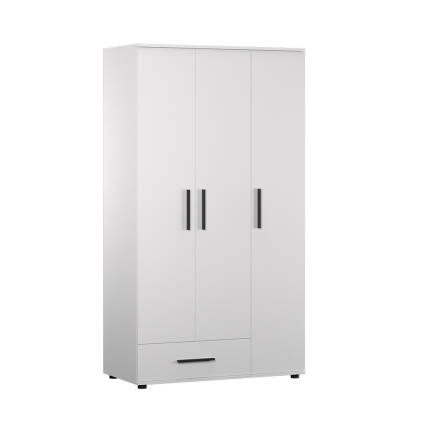 White 3 Kapaklı Tek Çekmeceli Gardırop-Mat Beyaz 103x187x52 cm (GxYxD) - 7