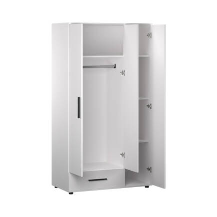 White 3 Kapaklı Tek Çekmeceli Gardırop-Mat Beyaz 103x187x52 cm (GxYxD) - 9