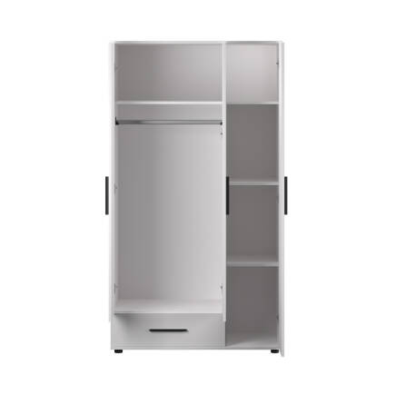 White 3 Kapaklı Tek Çekmeceli Gardırop-Mat Beyaz 103x187x52 cm (GxYxD) - 10