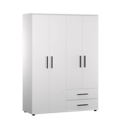 White 4 Kapaklı 2 Çekmeceli Gardırop-Mat Beyaz 137x187x52 cm (GxYxD) - 7