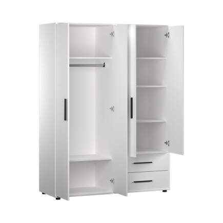 White 4 Kapaklı 2 Çekmeceli Gardırop-Mat Beyaz 137x187x52 cm (GxYxD) - 9