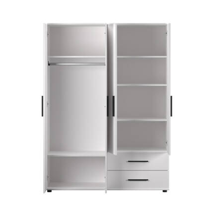 White 4 Kapaklı 2 Çekmeceli Gardırop-Mat Beyaz 137x187x52 cm (GxYxD) - 10