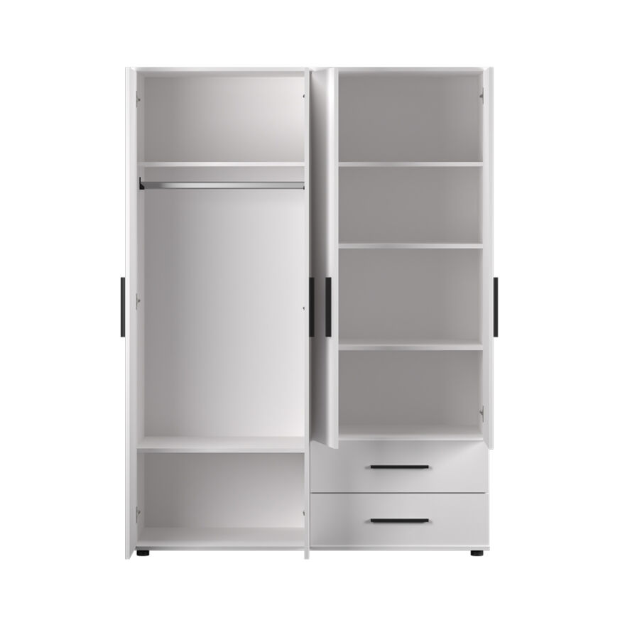 White 4 Kapaklı 2 Çekmeceli Gardırop-Mat Beyaz 137x187x52 cm (GxYxD) - 10