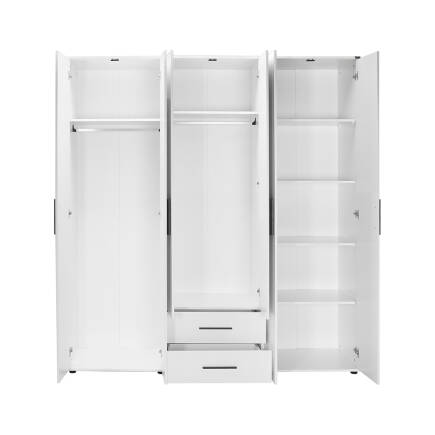 White 6 Kapaklı 2 Çekmeceli Gardırop-Mat Beyaz 206x213x52 cm (GxYxD) - 5