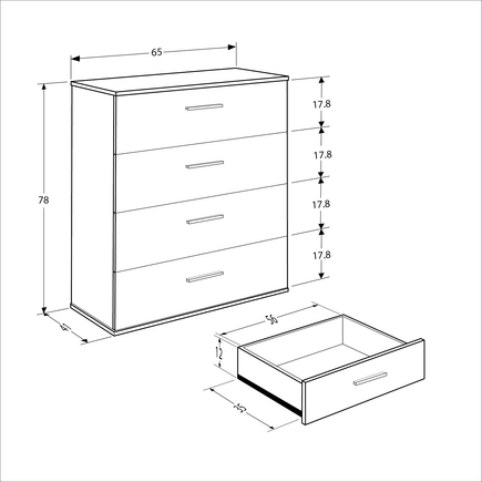 White 4 Çekmeceli Şifonyer - Mat Beyaz 65x78x41 cm (GxYxD) - 7