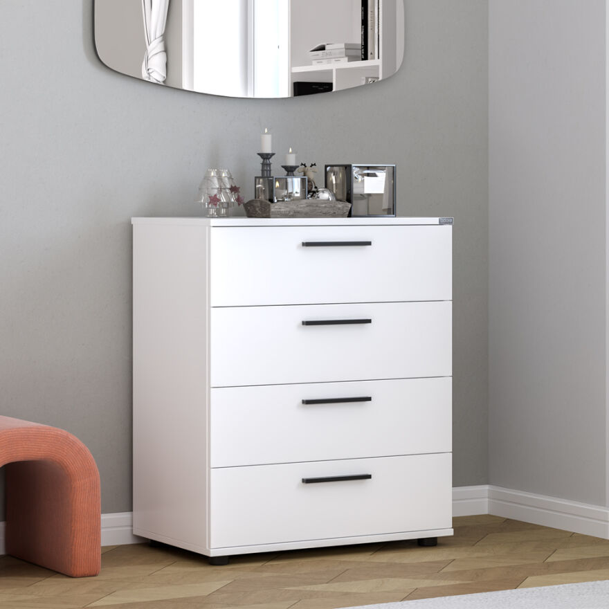 White 4 Çekmeceli Şifonyer - Mat Beyaz 65x78x41 cm (GxYxD) - 6