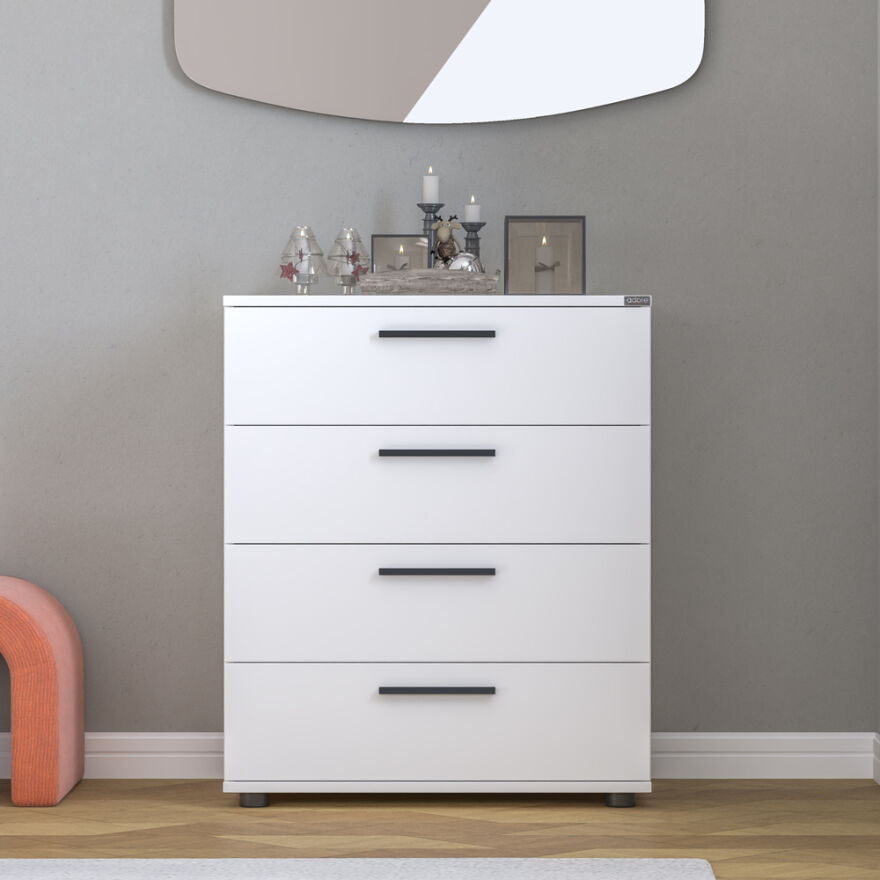 White 4 Çekmeceli Şifonyer - Mat Beyaz 65x78x41 cm (GxYxD) - 1