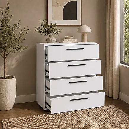 White 4 Çekmeceli Şifonyer - Mat Beyaz 65x78x41 cm (GxYxD) (1)
