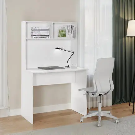 White Raflı Çalışma Masası-Mat Beyaz 90x148x52 cm (GxYxD) - 1