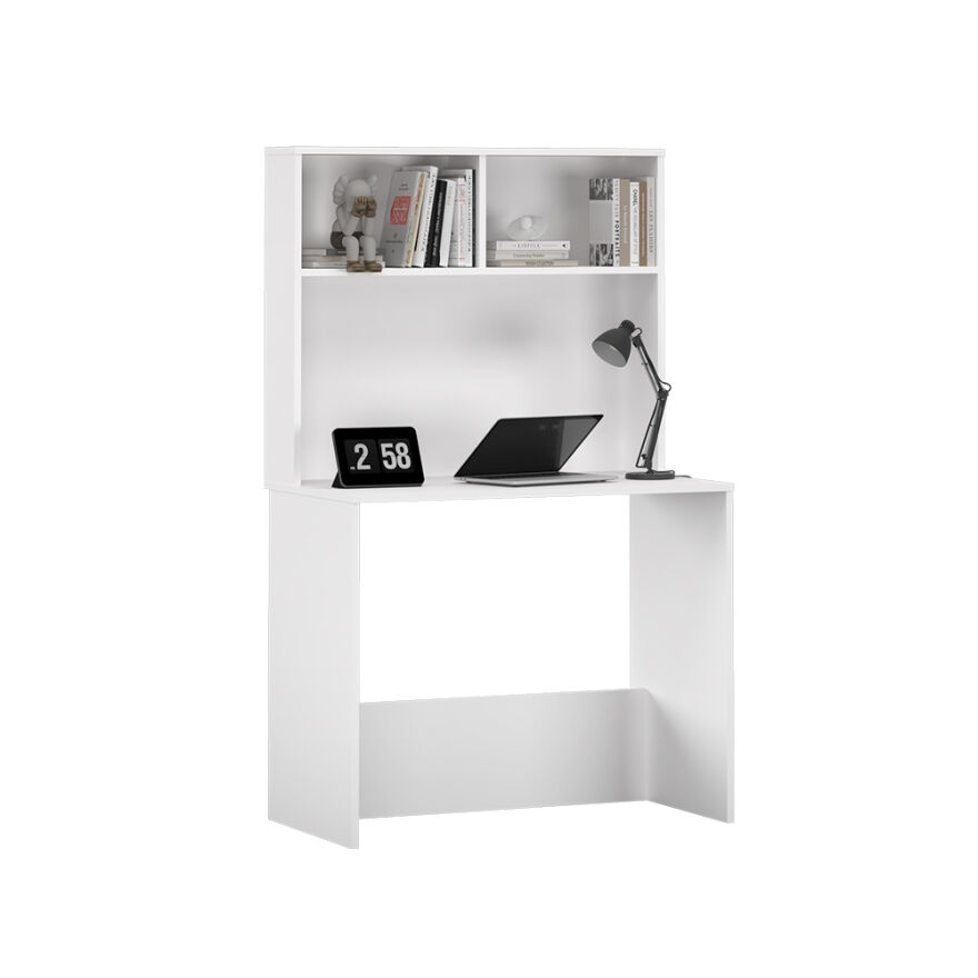 White Raflı Çalışma Masası-Mat Beyaz 90x148x52 cm (GxYxD) - 2