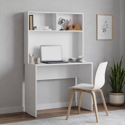 White Raflı Çalışma Masası-Mat Beyaz 90x148x52 cm (GxYxD) (1)